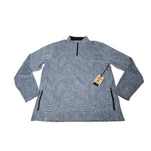 NWT Chubbies Men’s The Calm Palm 1/4 Zip Pullover Long Sleeve Shirt Sz XL Blue